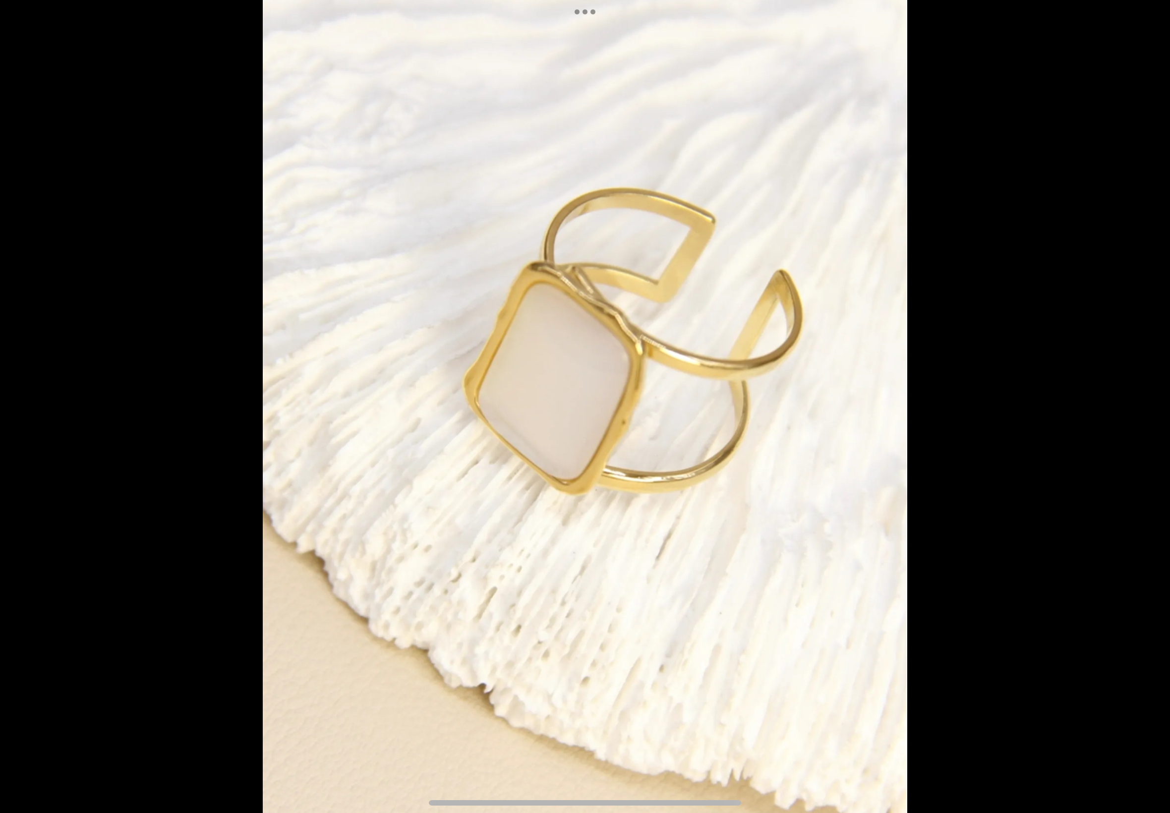 Bague carré nacré en acier inoxydable