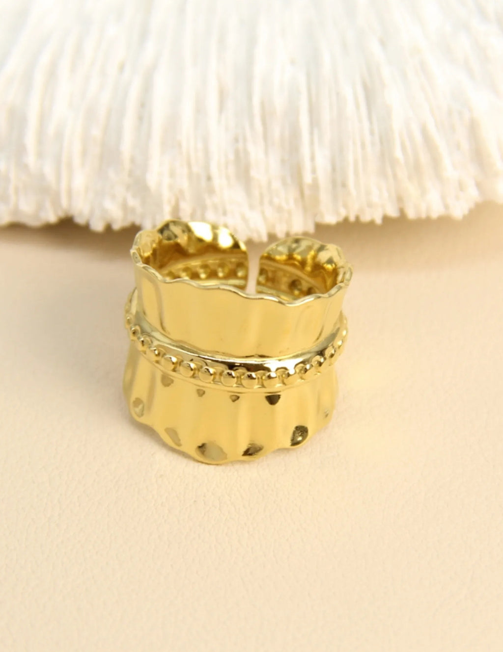 Bague large dorée en acier inoxydable