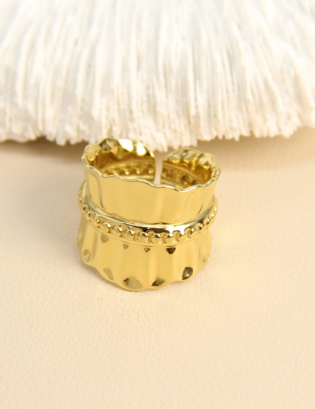Bague large dorée en acier inoxydable