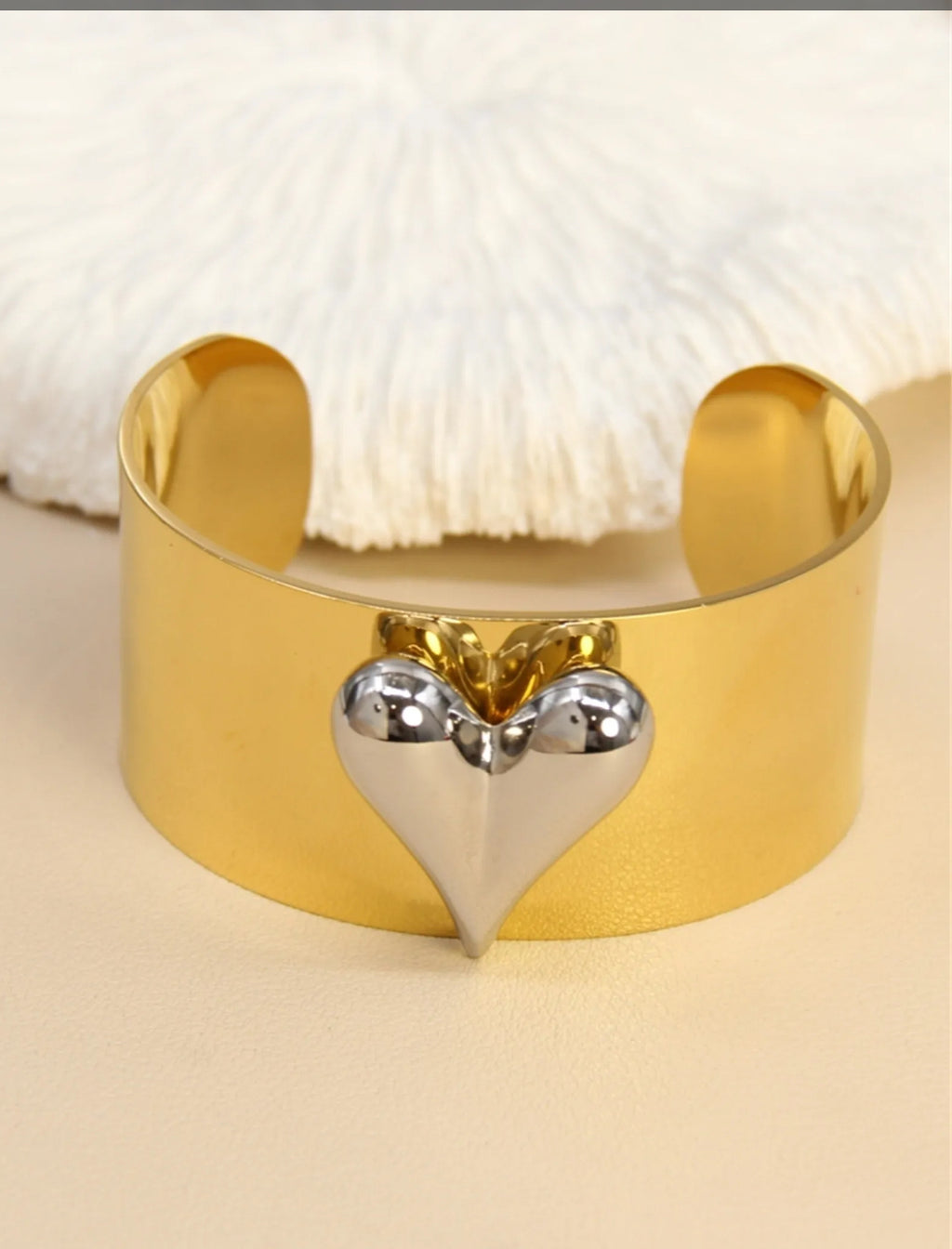 Bracelet jonc large bicolore en acier inoxydable