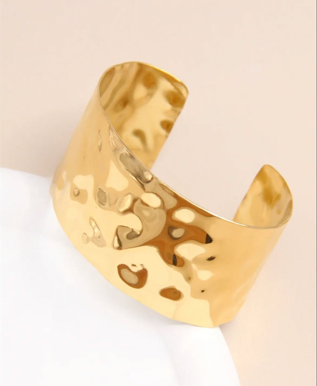 Bracelet jonc martelé ajustable en acier inoxydable