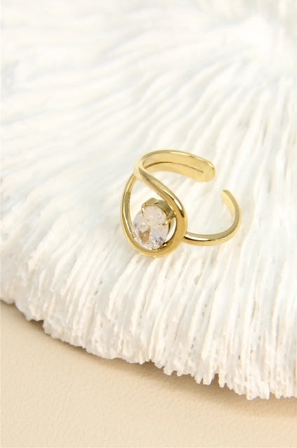 Bague en acier inoxydable avec pierre zircon