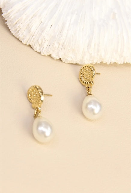 Boucles d'oreilles goutte perle en acier inoxydable
