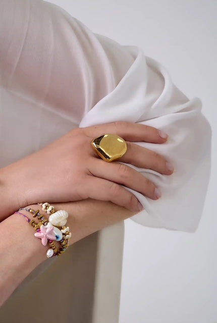Bague ajustable design organique en acier inoxydable