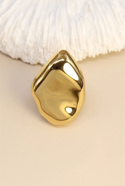 Bague ajustable design organique en acier inoxydable